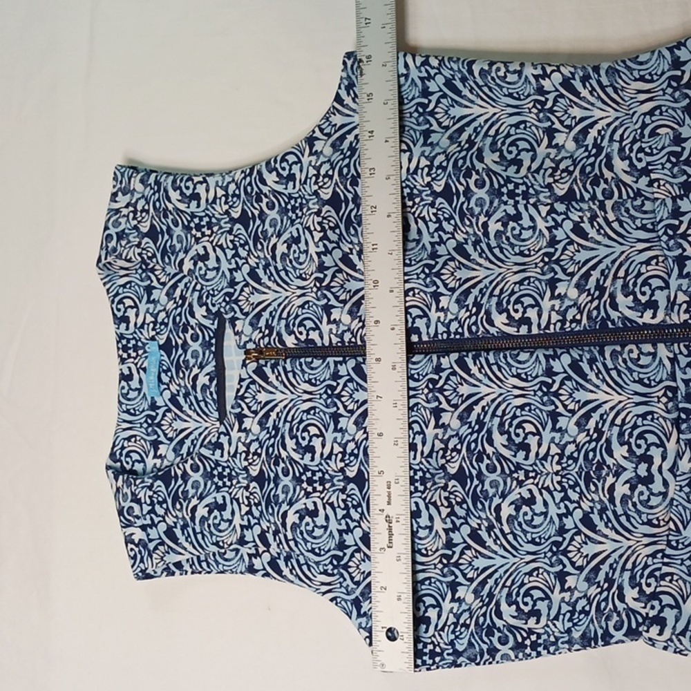 J. McLaughlin Scuba Zip Front A-Line Dress Blue White Women’s Small - Picture 4 of 7